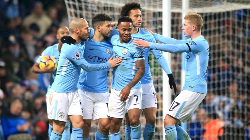 Esultanza di gruppo Manchester City