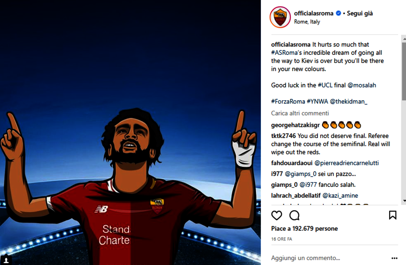 Screen Instagram Roma Salah