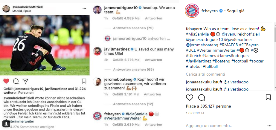 Sceen Instagram Bayern Monaco Ulreich