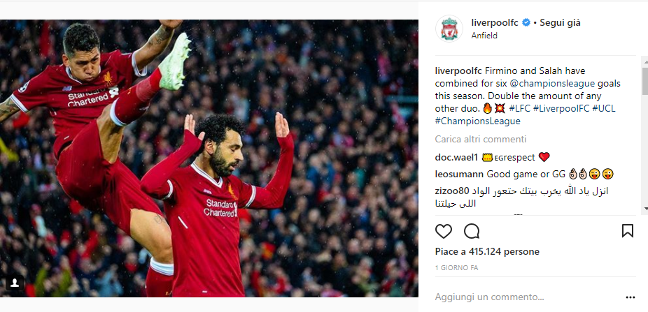 Social post screen Liverpool Champions League