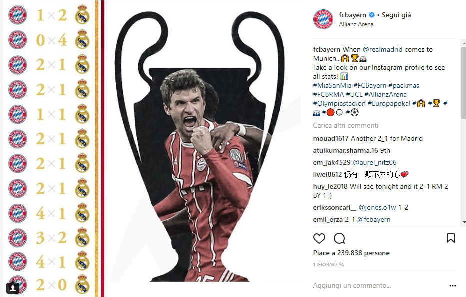 Social screen Bayern Champions League