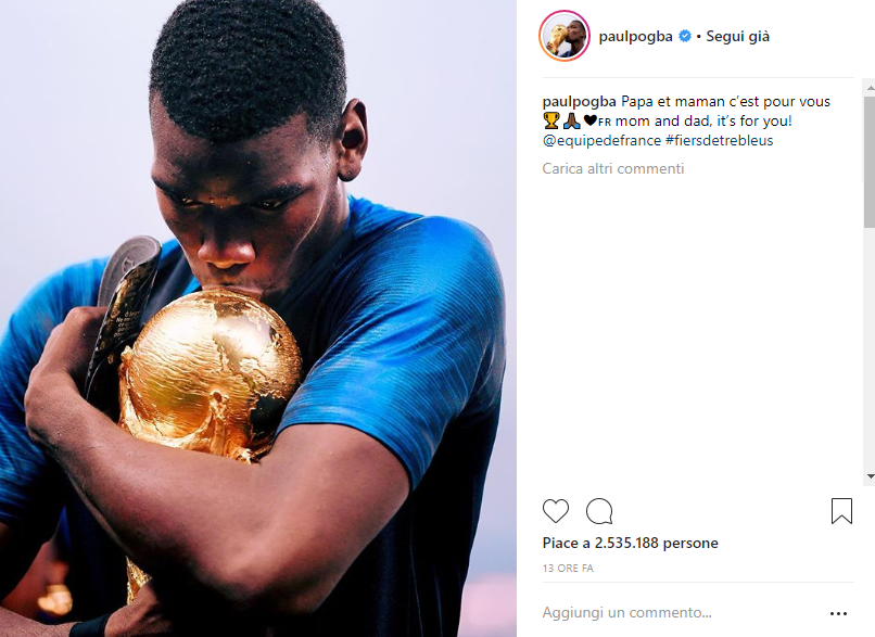Pogba Instagram Finale Mondiali 2018